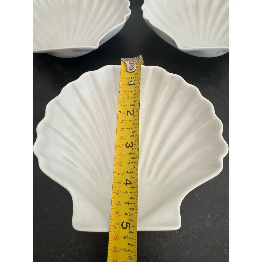 Vintage French Limoge Porcelain White Shell Dish or Bowl Set (4)